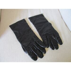 Vintage Aris Cashmere Lined Black Leather Driving Gloves Size 6.5